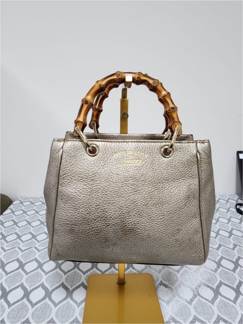 Authentic Gucci Small Bamboo Shopper Tote Gold